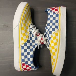 Yellow, Red, and Blue Checkered Vans